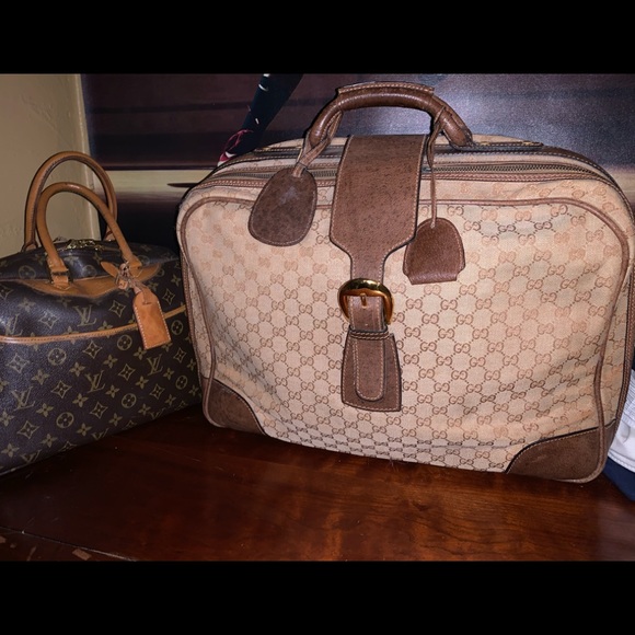 Gucci Beige and Brown Travel Bag